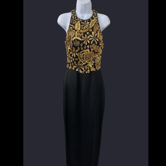 Alyce Designs Dresses & Skirts - Vintage Alyce Designs Black and Gold Embellished Evening Gown